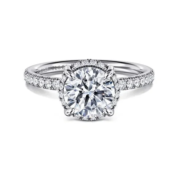 Men's Ruby Engagement Rings in Rose Gold with a Solitaire Design for a Romantic GestureSuede - 14K White Gold Round Hidden Halo Diamond Engagement Ring (Setting Only) Men's Ruby Engagement Rings in Rose Gold with a Solitaire Design for a Romantic GestureSuede - 14K White Gold Round Hidden Halo Diamond Engagement Ring (Setting Only)