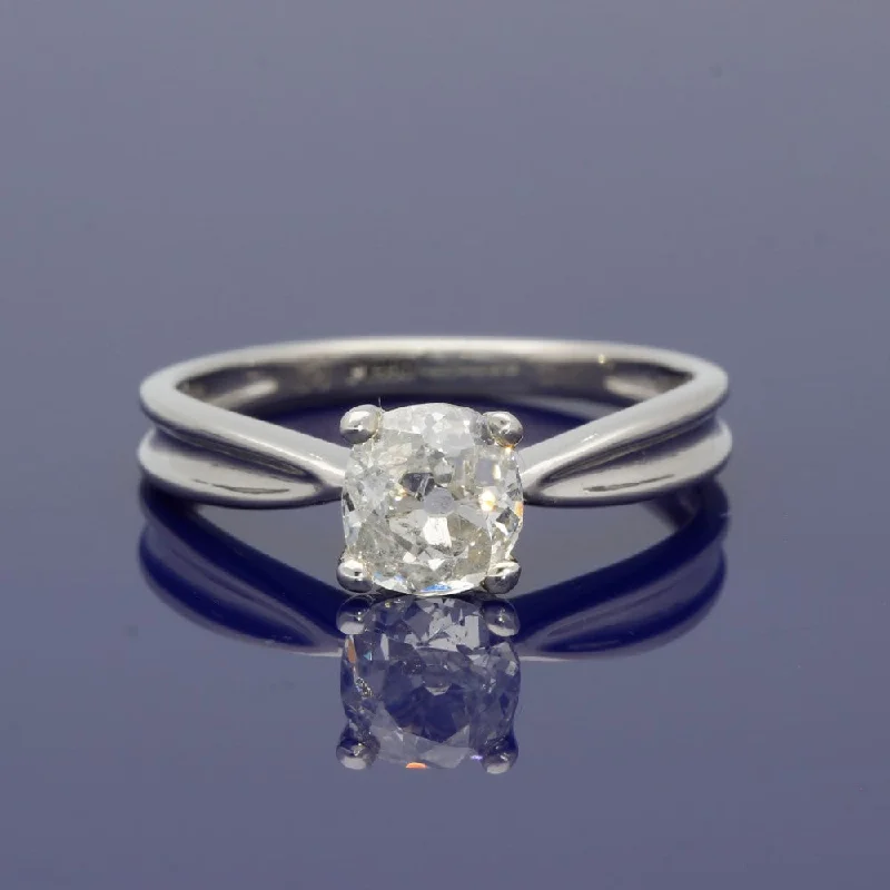 Platinum and Old Cut Diamond Solitaire Engagement Ring