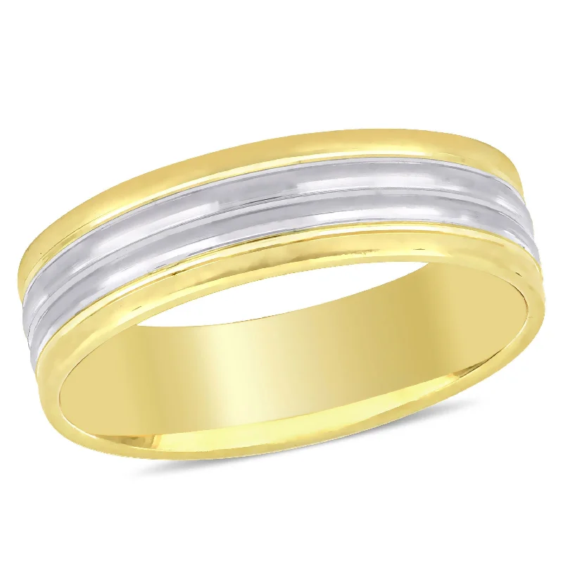 Men's animal - print rings with leopard or snake patternsMiadora 6 mm Mens Wedding Band in 10k Two-Tone White and Yellow Gold Men's animal - print rings with leopard or snake patternsMiadora 6 mm Mens Wedding Band in 10k Two-Tone White and Yellow Gold
