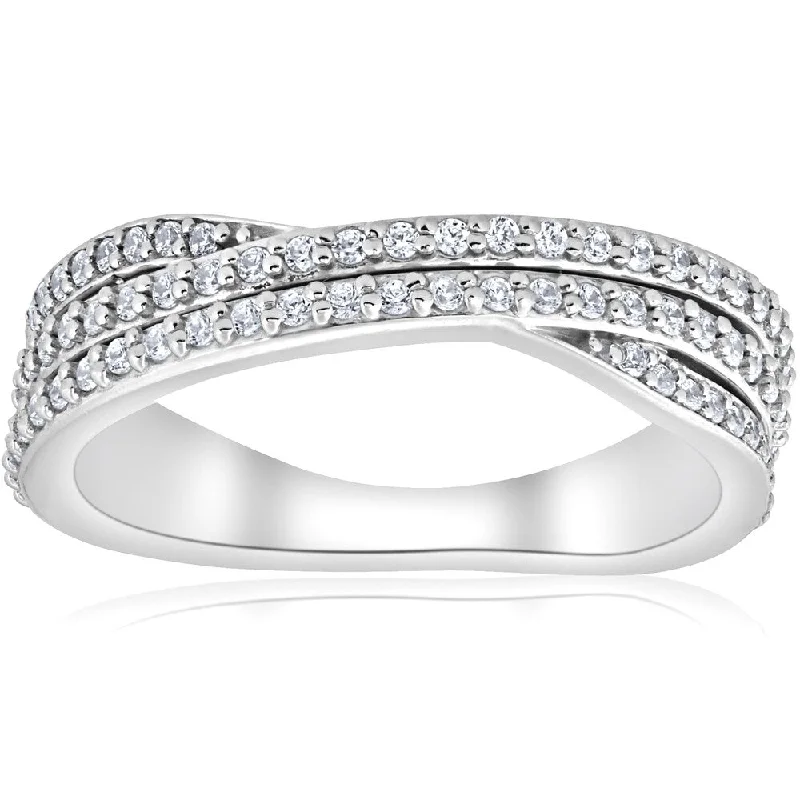 Women's Diamond Rings with Opal Inlays and Diamond Accents for a Mysterious and Iridescent LookPompeii3 10K White Gold 5/8 ct TDW Multi Row Diamond Crossover Wide Ring Women's Diamond Rings with Opal Inlays and Diamond Accents for a Mysterious and Iridescent LookPompeii3 10K White Gold 5/8 ct TDW Multi Row Diamond Crossover Wide Ring