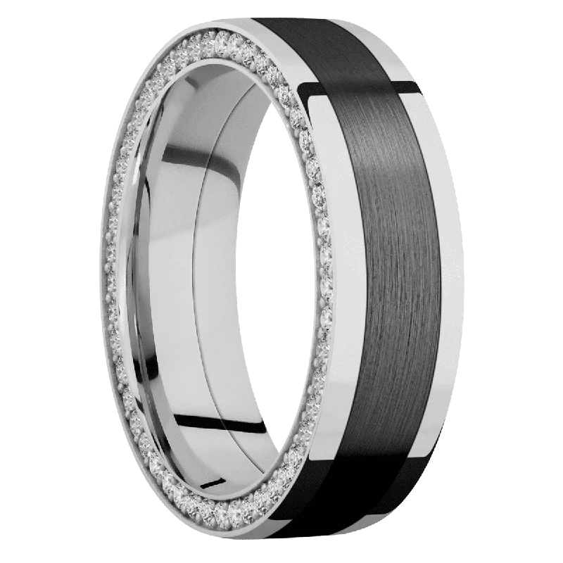 Men's emerald - encrusted rings for a rich green tone14K White Gold with Polish Finish and Zirconium Inlay Men's emerald - encrusted rings for a rich green tone14K White Gold with Polish Finish and Zirconium Inlay
