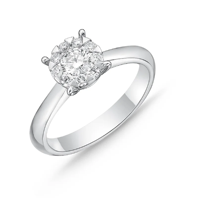 Memoire 18ct White Gold 0.45 Carat Diamond Bouquet Solitaire Ring
