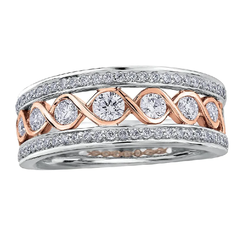 Anniversary rings with a diamond - and - sapphire combinationTwo-Tone Gold and Canadian Diamond Anniversary Ring Anniversary rings with a diamond - and - sapphire combinationTwo-Tone Gold and Canadian Diamond Anniversary Ring