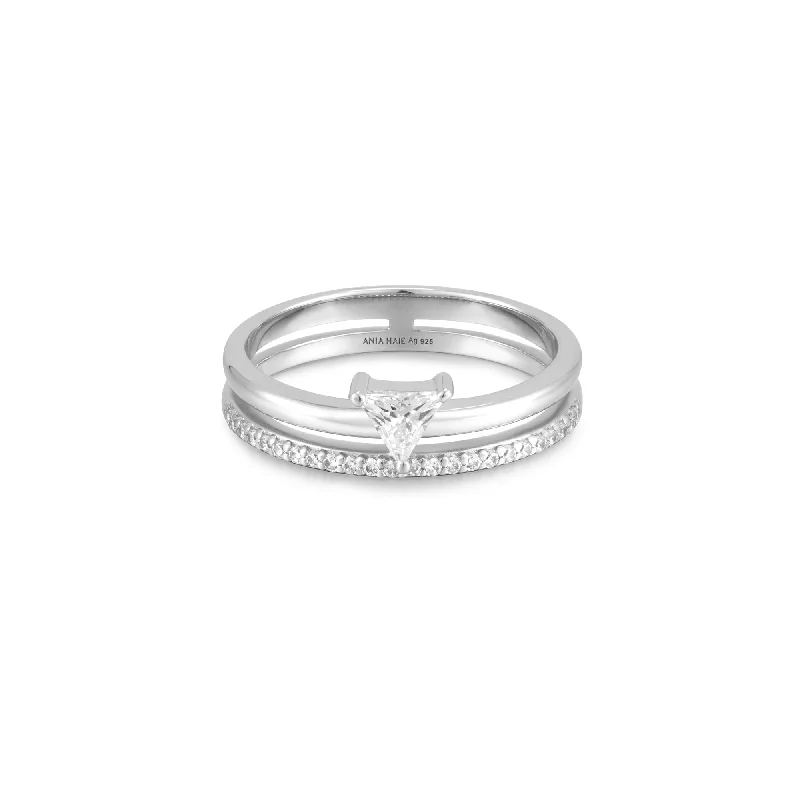 Pearl - Adorned Fashion Rings in Gold - Tone Alloy for a Sophisticated LookAnia Haie Silver Double White Triangle Stacker Ring R059-04H Pearl - Adorned Fashion Rings in Gold - Tone Alloy for a Sophisticated LookAnia Haie Silver Double White Triangle Stacker Ring R059-04H