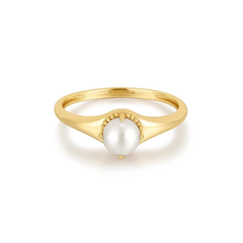 Stackable Fashion Rings in Rose - Gold Tone with Delicate Floral EngravingsAnia Haie Gold Freshwater Pearl Stacking Ring R058-06G Stackable Fashion Rings in Rose - Gold Tone with Delicate Floral EngravingsAnia Haie Gold Freshwater Pearl Stacking Ring R058-06G