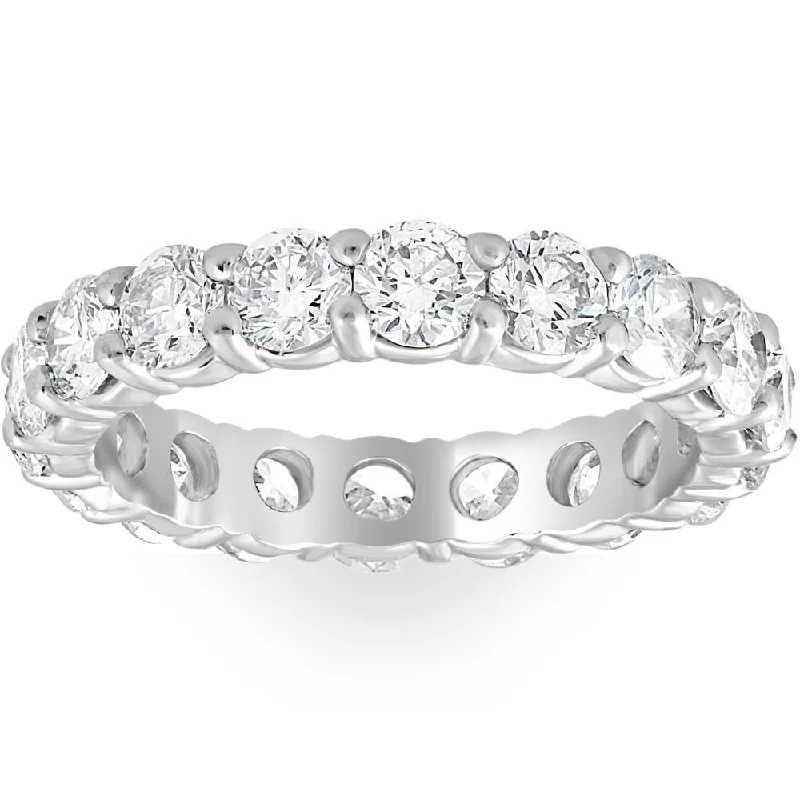 Cathedral - Style Women's Diamond Rings with a Raised Center Setting and Elaborate MetalworkPlatinum 3Ct Diamond Eternity Wedding Ring Lab Grown 14k White Gold Cathedral - Style Women's Diamond Rings with a Raised Center Setting and Elaborate MetalworkPlatinum 3Ct Diamond Eternity Wedding Ring Lab Grown 14k White Gold