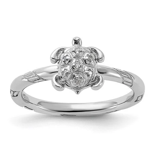 Halo - Style Women's Diamond Rings with a Center Diamond Surrounded by Smaller Diamonds in 18K GoldSterling Silver Stackable Expressions Diamond Turtle Ring Halo - Style Women's Diamond Rings with a Center Diamond Surrounded by Smaller Diamonds in 18K GoldSterling Silver Stackable Expressions Diamond Turtle Ring