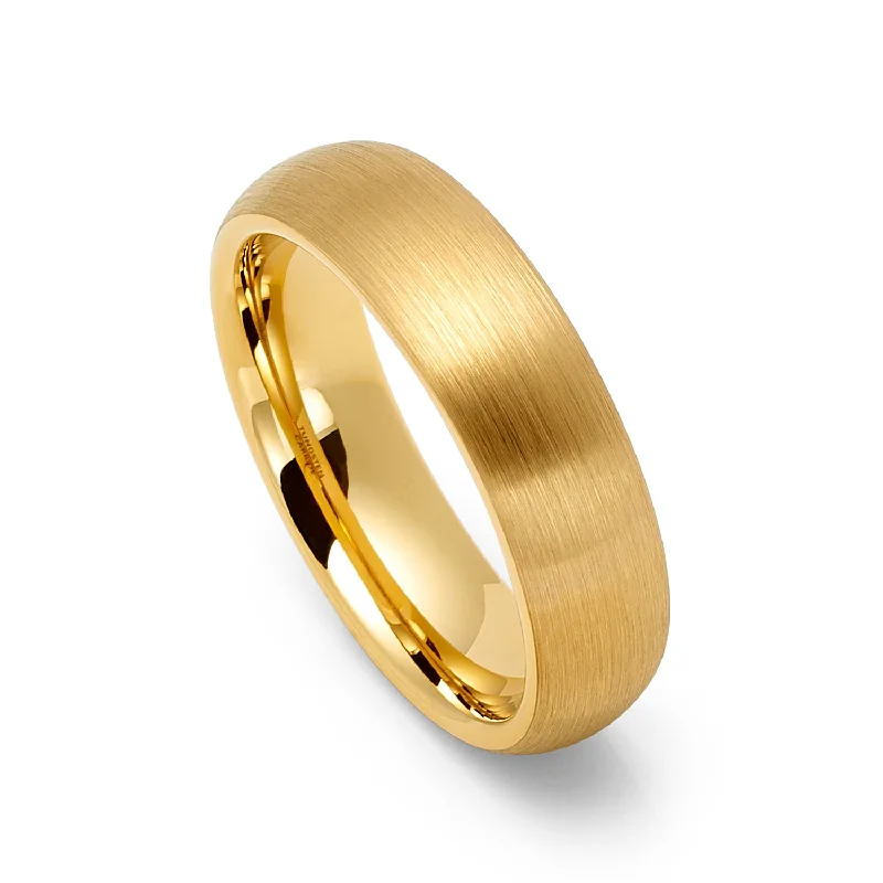 Art Deco - Inspired Women's Rings with Geometric Shapes in 14K Gold6mm - 14k Yellow Gold Tungsten Wedding band Brushed Finish, Men's and Women's Art Deco - Inspired Women's Rings with Geometric Shapes in 14K Gold6mm - 14k Yellow Gold Tungsten Wedding band Brushed Finish, Men's and Women's