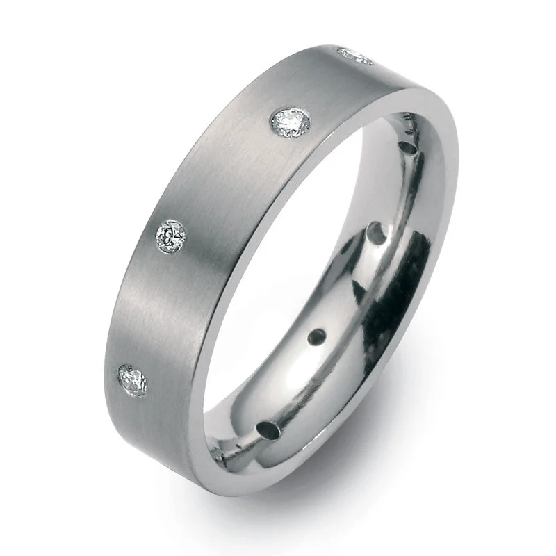 Titanium Rings with a Gemstone - Studded Bezel Setting50887-01 TeNo Titanium Ring