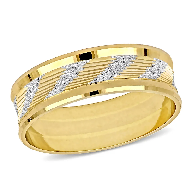 Men's zodiac - sign rings for a personalized touchMiadora Mens 6 mm Ribbed and Striped Curved Wedding Band in 14k Yellow Gold Men's zodiac - sign rings for a personalized touchMiadora Mens 6 mm Ribbed and Striped Curved Wedding Band in 14k Yellow Gold