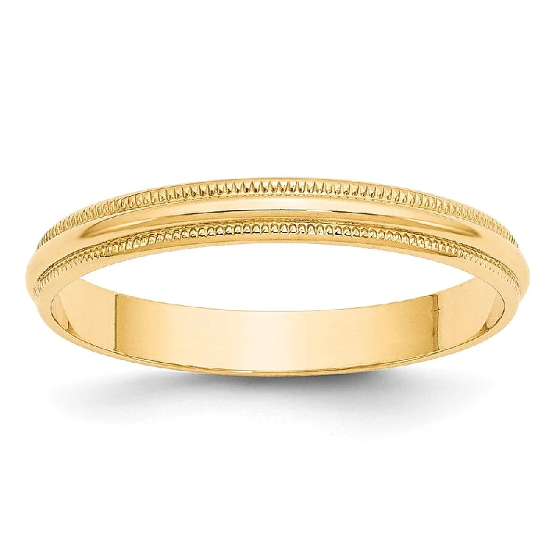 Men's music - note rings for musicians14k Yellow Gold 3mm Lightweight Milgrain Half Round Wedding Band Size 4