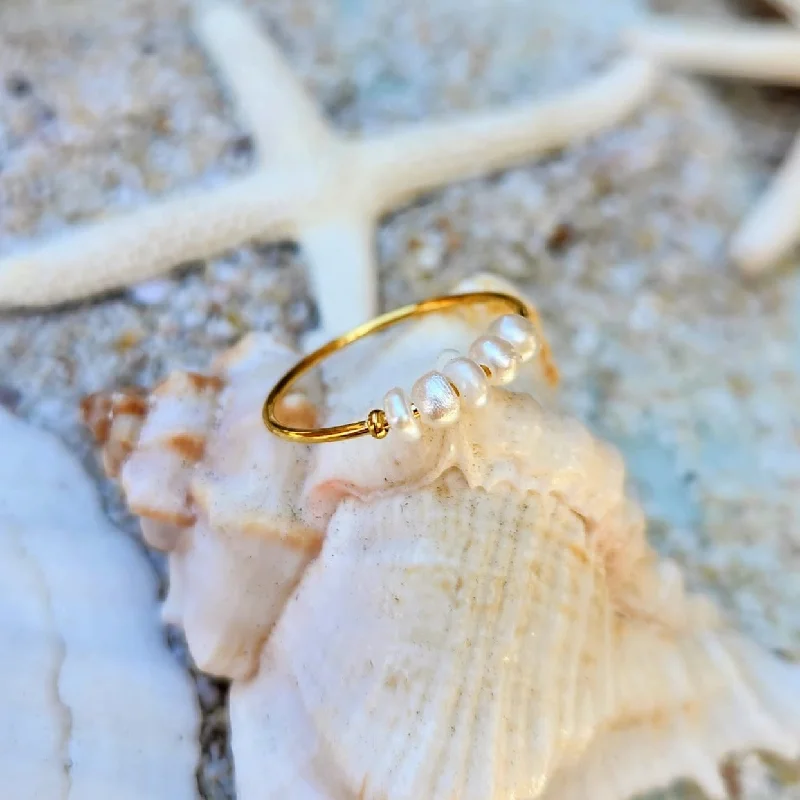 Diamond - Encrusted Women's Rings for Special Occasions in 18K GoldPEARLS OF 18K GOLD & SILVER  WATERPROOF RING
