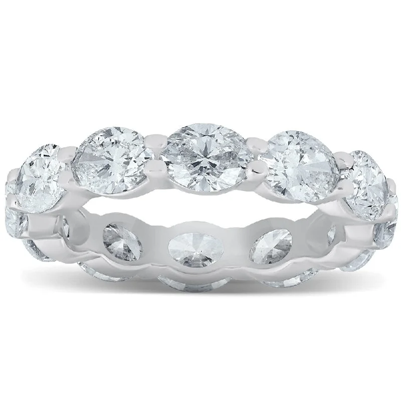 Art Deco - Inspired Women's Diamond Rings with Geometric Designs and Baguette - Cut Diamonds4 3/4 Ct Oval Diamond Eternity Ring 14k White Gold Art Deco - Inspired Women's Diamond Rings with Geometric Designs and Baguette - Cut Diamonds4 3/4 Ct Oval Diamond Eternity Ring 14k White Gold