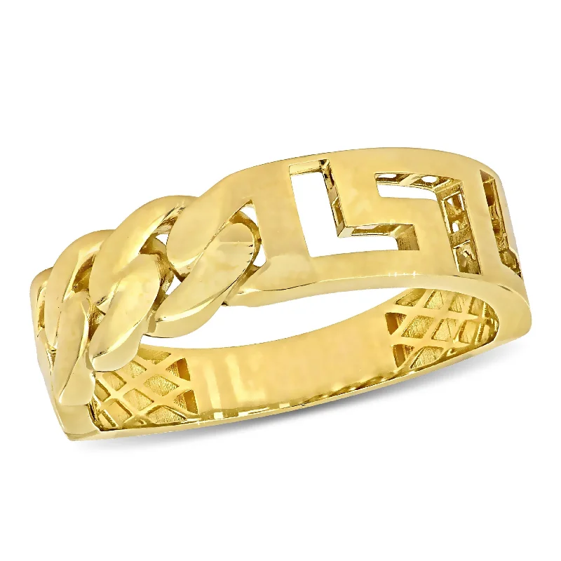 Men's amethyst - filled rings for a purple eleganceMiadora Interlocking and Greek Key Design Ring in 14k Yellow Gold Men's amethyst - filled rings for a purple eleganceMiadora Interlocking and Greek Key Design Ring in 14k Yellow Gold