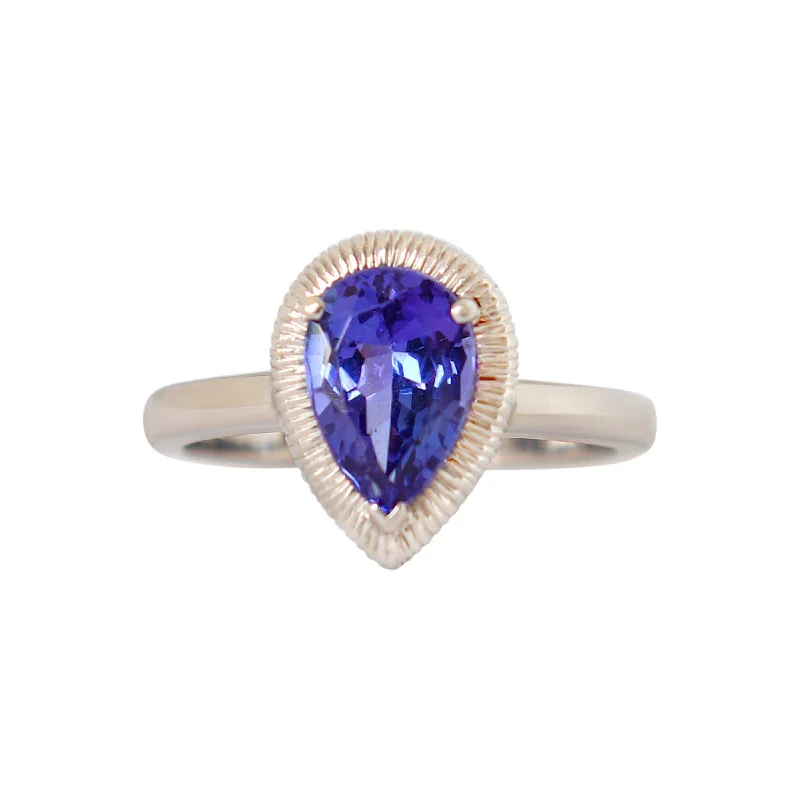Enamel - Coated Women's Rings in Bright, Bold ColorsWhite Gold Pear Shaped Tanzanite Halo Ring Enamel - Coated Women's Rings in Bright, Bold ColorsWhite Gold Pear Shaped Tanzanite Halo Ring
