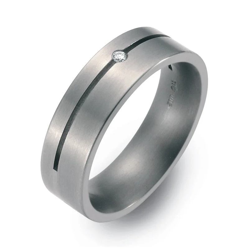 Titanium Rings with a Micro - Inlaid Gemstone for a Subtle Sparkle50884-02 TeNo Titanium Ring Titanium Rings with a Micro - Inlaid Gemstone for a Subtle Sparkle50884-02 TeNo Titanium Ring