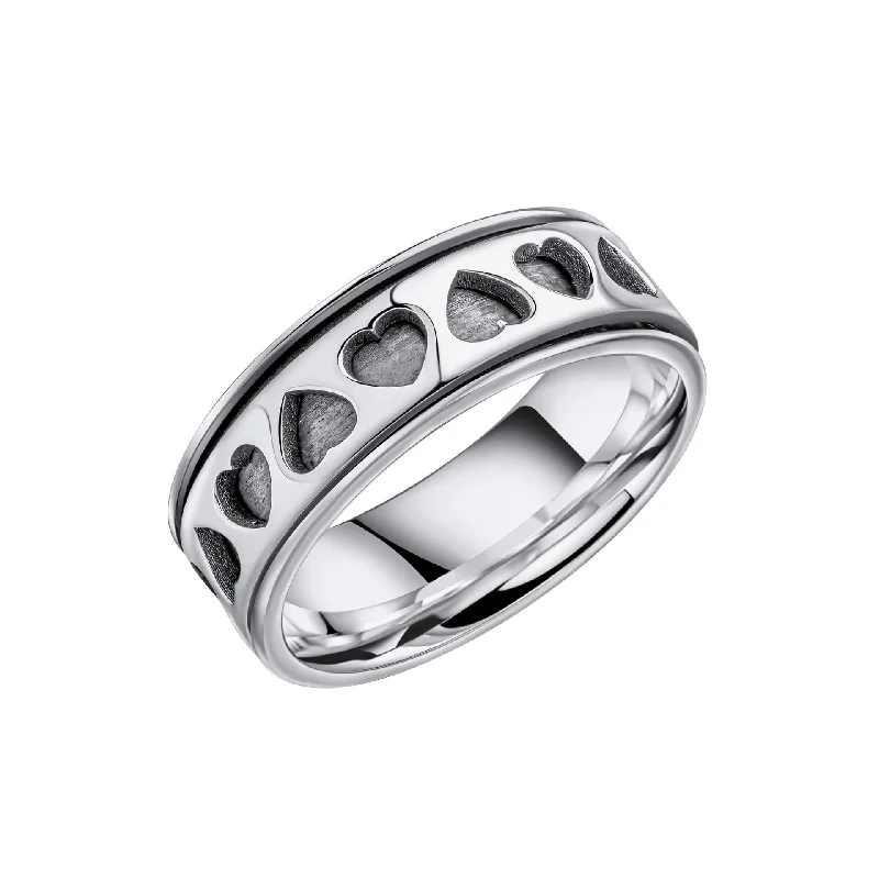 Geometric - Shaped Fashion Rings in Titanium with Iridescent InlaysBeginnings Sterling Silver Ring R3904 Geometric - Shaped Fashion Rings in Titanium with Iridescent InlaysBeginnings Sterling Silver Ring R3904