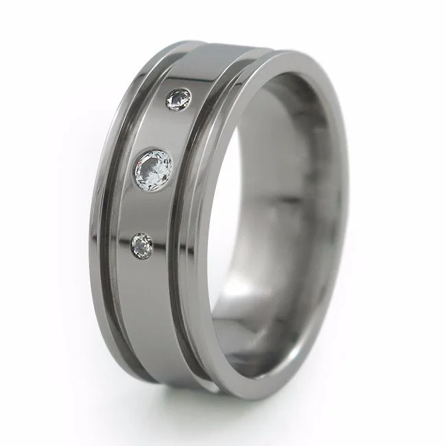 Men's kinetic rings with moving partsAbyss | Inset Past-Present-Future Titanium Ring Men's kinetic rings with moving partsAbyss | Inset Past-Present-Future Titanium Ring