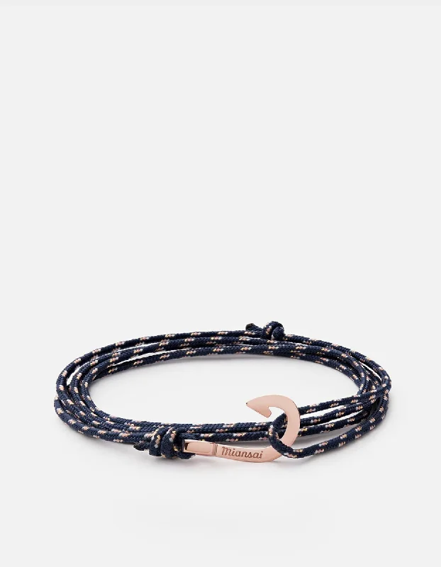 Minimalist Women's Rings with a Single Pearl in 14K Gold - Plated BandsMini Hook Rope, Rose