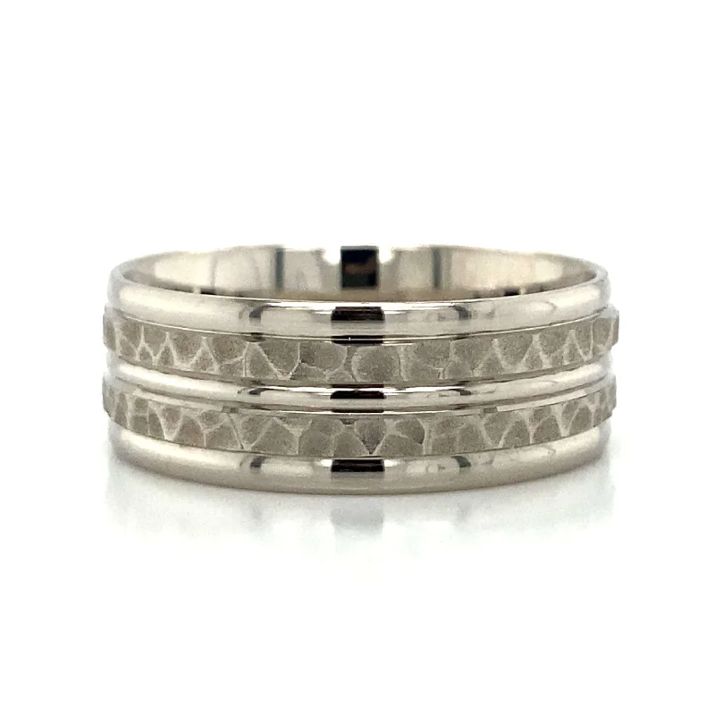 Men's amethyst - filled rings for a purple elegance14k White Gold Hammered Band