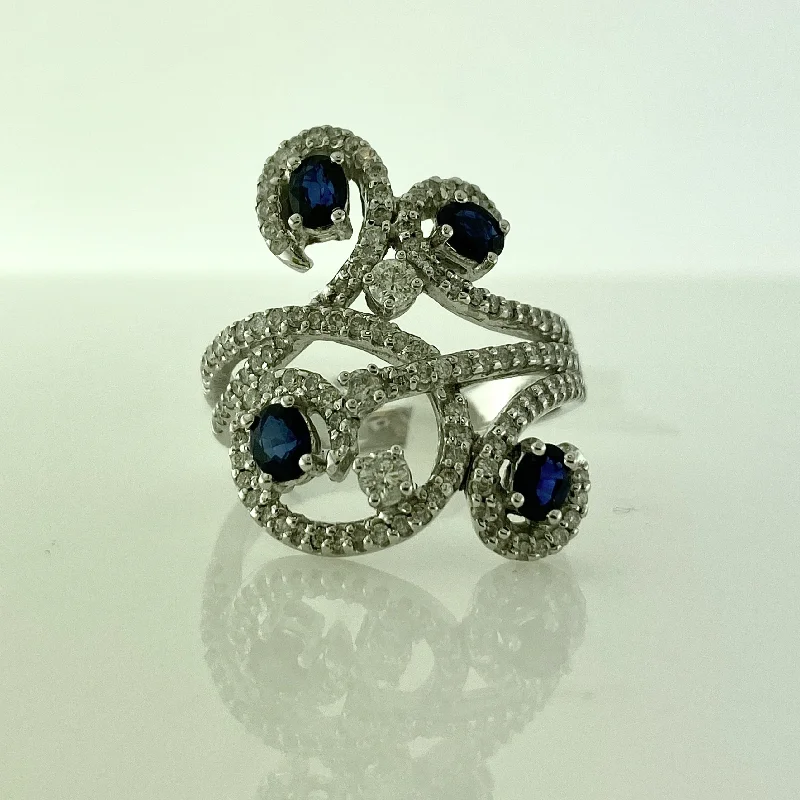 Magnetic Fashion Rings in Stainless Steel with a Modern, Interlocking DesignSapphire Swirl Ring Magnetic Fashion Rings in Stainless Steel with a Modern, Interlocking DesignSapphire Swirl Ring