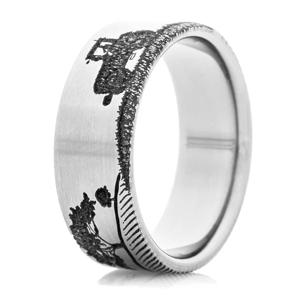 Titanium Rings with a Sound - Emitting Charm for a Unique AccessoryFarmer Tractor Scene Ring Titanium Rings with a Sound - Emitting Charm for a Unique AccessoryFarmer Tractor Scene Ring