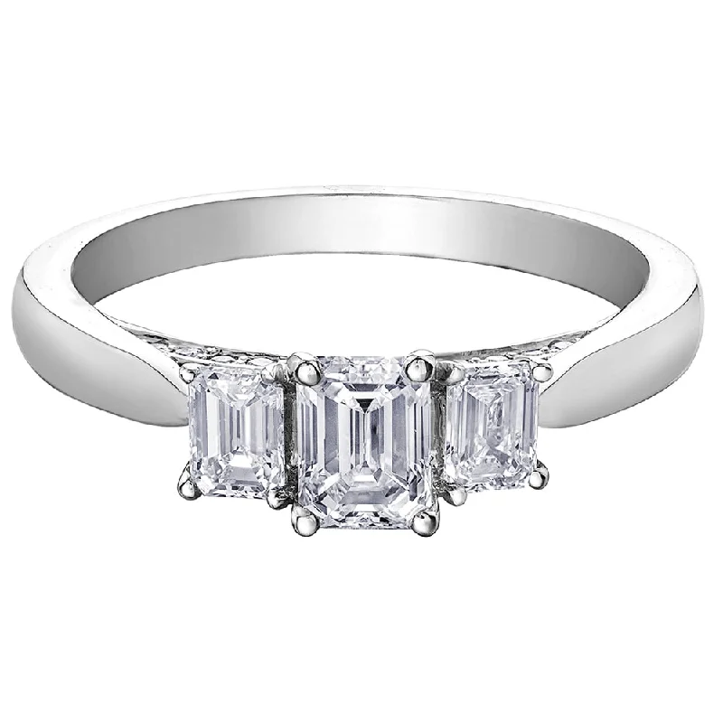 Anniversary rings with a diamond - and - rhodochrosite combinationThree-Stone Emerald Cut Diamond Ring Anniversary rings with a diamond - and - rhodochrosite combinationThree-Stone Emerald Cut Diamond Ring