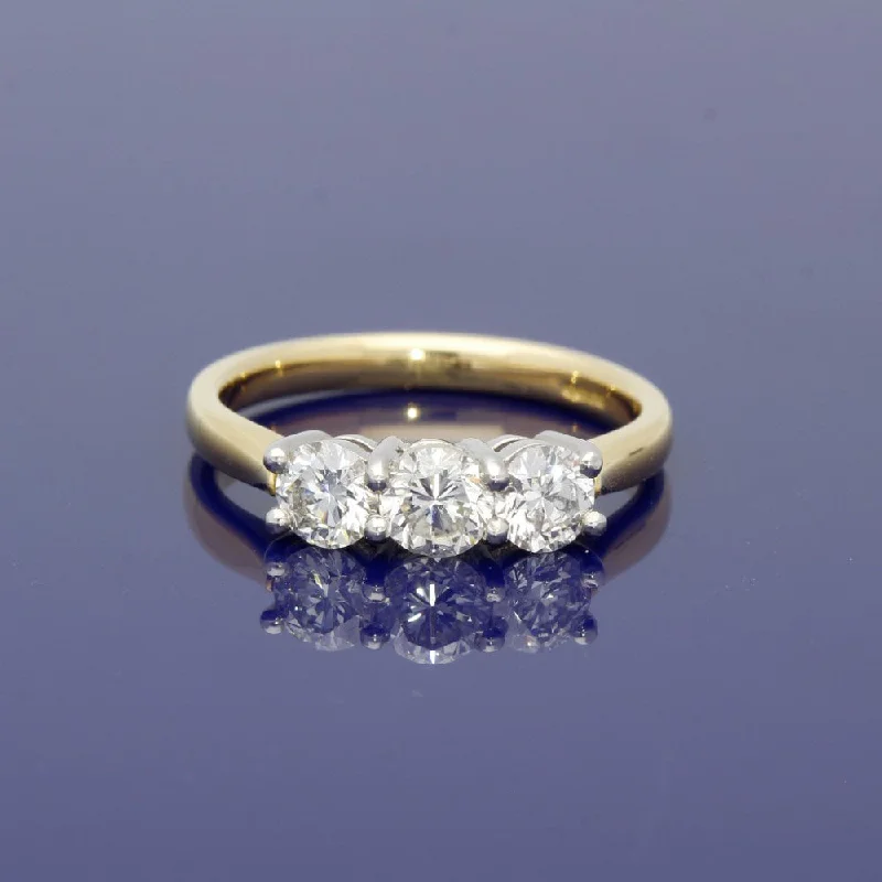 18ct Yellow Gold Diamond Trilogy Ring