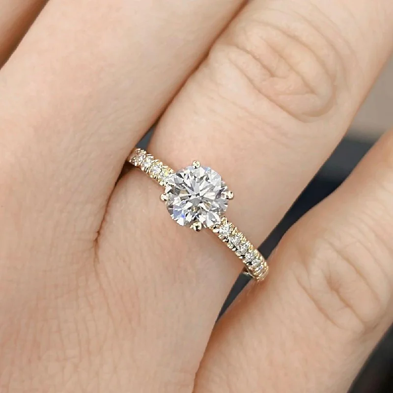 Men's Topaz Engagement Rings in 10K Gold with a Channel - Set Diamond Band1.30 Carat Round Shape Pave Setting Moissanite Engagement Ring Men's Topaz Engagement Rings in 10K Gold with a Channel - Set Diamond Band1.30 Carat Round Shape Pave Setting Moissanite Engagement Ring