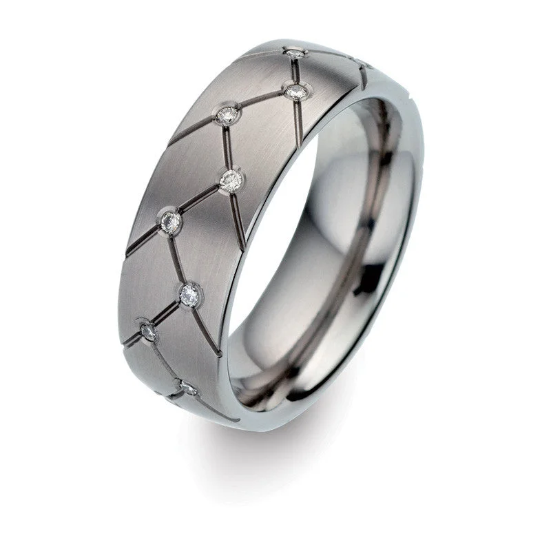 Titanium Rings with a Micro - Inlaid Gemstone for a Subtle Sparkle52337-02 TeNo Titanium Ring Titanium Rings with a Micro - Inlaid Gemstone for a Subtle Sparkle52337-02 TeNo Titanium Ring