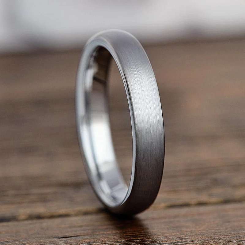 Interlocking Band Women's Rings in White Gold for a Modern DesignAEGIS 4MM - Silver Brushed Tungsten Ring Interlocking Band Women's Rings in White Gold for a Modern DesignAEGIS 4MM - Silver Brushed Tungsten Ring