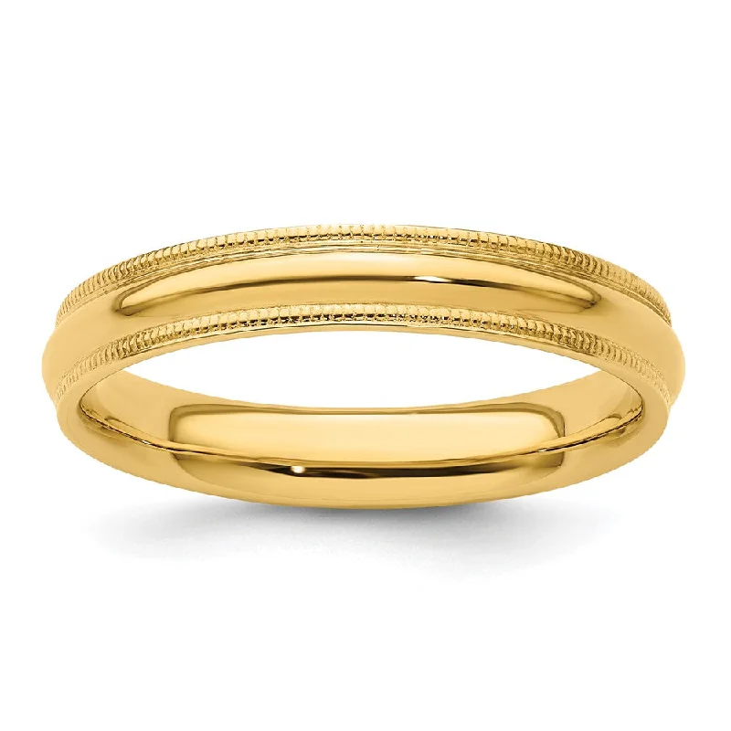 Men's Celtic - pattern rings with intricate designs14k Yellow Gold 4mm Milgrain Half Round Comfort Fit Wedding Band Size 4 Men's Celtic - pattern rings with intricate designs14k Yellow Gold 4mm Milgrain Half Round Comfort Fit Wedding Band Size 4