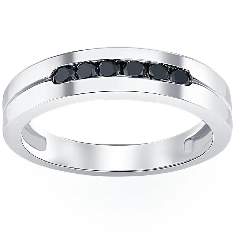 Vintage - Style Women's Diamond Rings with Floral - Engraved Bands and Multiple Diamond AccentsMens 14K White Gold Black 1/4ct Diamond Wedding Ring Vintage - Style Women's Diamond Rings with Floral - Engraved Bands and Multiple Diamond AccentsMens 14K White Gold Black 1/4ct Diamond Wedding Ring