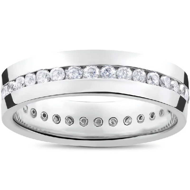 Cluster - Style Women's Diamond Rings with Multiple Small Diamonds Arranged in a Stunning PatternMen's 14k White Gold 1 1/4ct Diamond Channel Set Eternity Wedding Band Cluster - Style Women's Diamond Rings with Multiple Small Diamonds Arranged in a Stunning PatternMen's 14k White Gold 1 1/4ct Diamond Channel Set Eternity Wedding Band