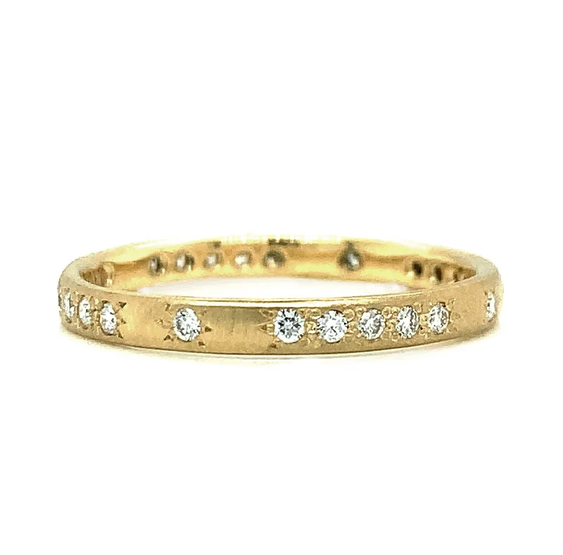 Vintage - Style Women's Diamond Rings with Floral - Engraved Bands and Multiple Diamond AccentsDiamond & Yellow Gold Patterned Band - "Memories Thin" Vintage - Style Women's Diamond Rings with Floral - Engraved Bands and Multiple Diamond AccentsDiamond & Yellow Gold Patterned Band - "Memories Thin"