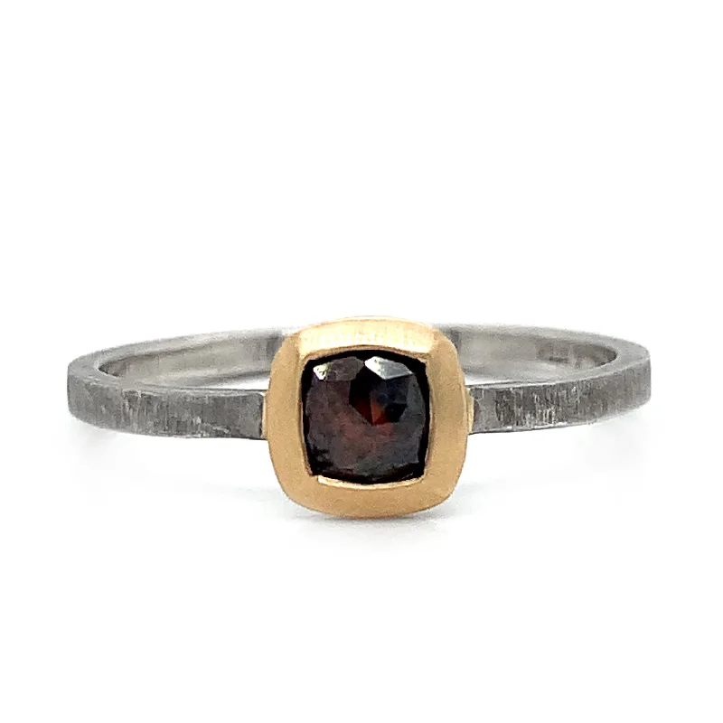 Cushion - Cut Women's Diamond Rings in Platinum with a Soft and Romantic AppearanceCognac Diamond Rustic Ring - "Bronwyn" Cushion - Cut Women's Diamond Rings in Platinum with a Soft and Romantic AppearanceCognac Diamond Rustic Ring - "Bronwyn"