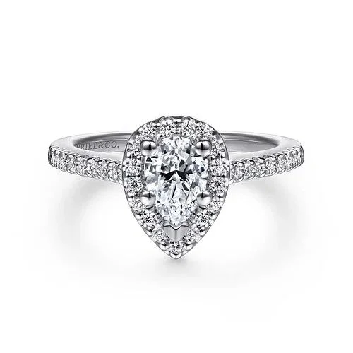Men's Tanzanite Engagement Rings in Palladium with a Three - Stone ArrangementPaige - 14K White Gold Pear Shape Halo Diamond Engagement Ring (Setting Only) Men's Tanzanite Engagement Rings in Palladium with a Three - Stone ArrangementPaige - 14K White Gold Pear Shape Halo Diamond Engagement Ring (Setting Only)
