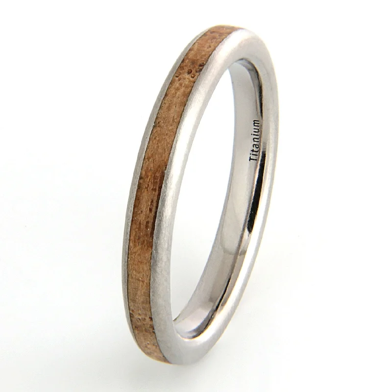 Men's skull - shaped rings for a gothic styleTitanium Ring 3mm Rounded with Wood Inlay Men's skull - shaped rings for a gothic styleTitanium Ring 3mm Rounded with Wood Inlay