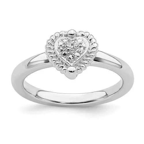 Heart - Shaped Women's Diamond Rings in Rose Gold for a Romantic and Symbolic GiftSterling Silver Stackable Expressions Heart Diamond Ring Heart - Shaped Women's Diamond Rings in Rose Gold for a Romantic and Symbolic GiftSterling Silver Stackable Expressions Heart Diamond Ring