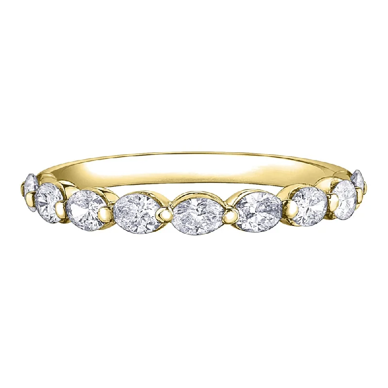 White gold anniversary rings with a sleek appearanceEast-West Oval Cut Diamond Half-Eternity Band White gold anniversary rings with a sleek appearanceEast-West Oval Cut Diamond Half-Eternity Band