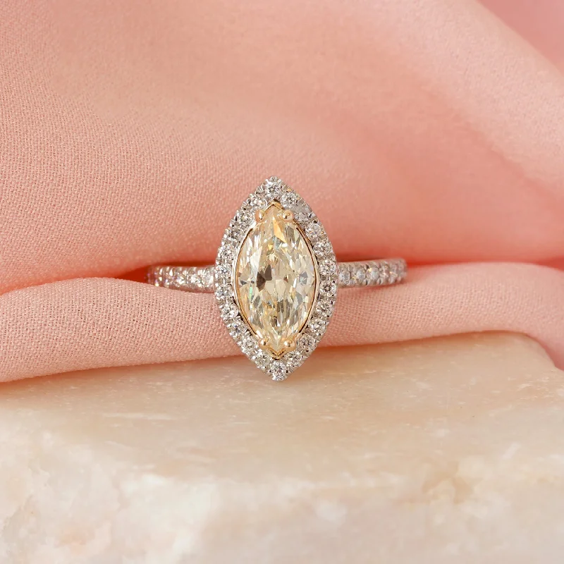 Heart - Shaped Women's Diamond Rings in Rose Gold for a Romantic and Symbolic GiftMarquise Yellow Halo Diamond Engagement Ring - Daisy Heart - Shaped Women's Diamond Rings in Rose Gold for a Romantic and Symbolic GiftMarquise Yellow Halo Diamond Engagement Ring - Daisy