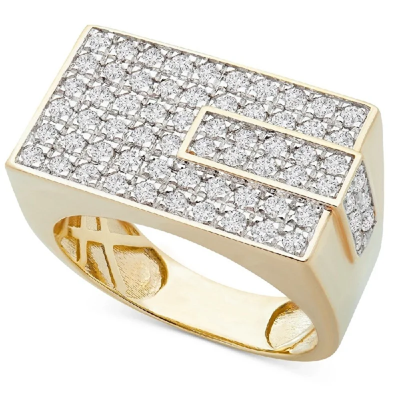 Pear - Shaped Women's Diamond Rings in Yellow Gold with a Single - Diamond Pendant LookMen's 1CT Diamond Rectangle Cluster Ring 10k Yellow Gold Pear - Shaped Women's Diamond Rings in Yellow Gold with a Single - Diamond Pendant LookMen's 1CT Diamond Rectangle Cluster Ring 10k Yellow Gold