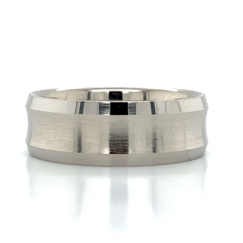Men's Damascus - steel rings with a unique patternTungsten Concave Beveled Edge Band Men's Damascus - steel rings with a unique patternTungsten Concave Beveled Edge Band