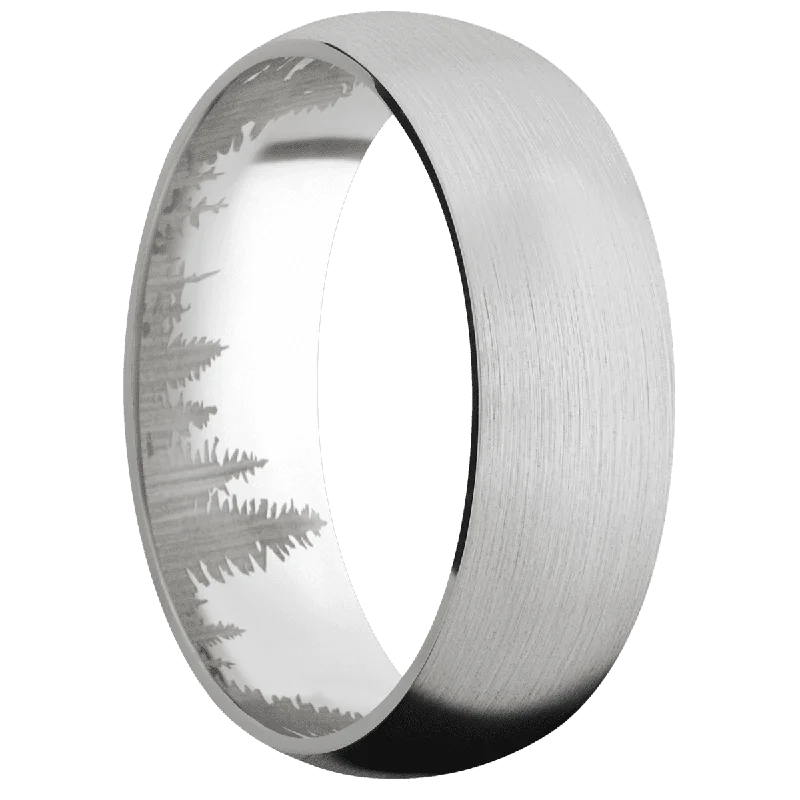 Men's leather - wrapped rings for a rustic charm14K White Gold + Satin Finish