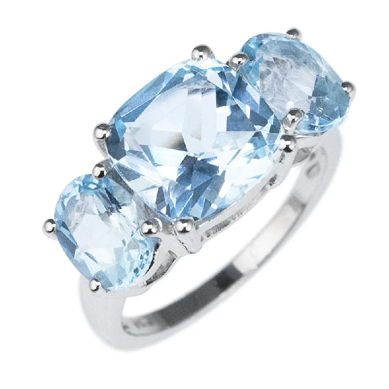 Boho - Style Women's Rings with Turquoise and Leather AccentsSky Topaz Ring