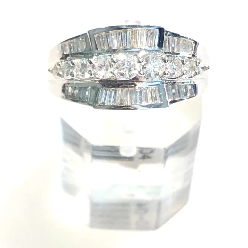 Bohemian - Style Fashion Rings with Turquoise and Silver Filigree for a Free - Spirited LookRound and Baguette Channel Ring Bohemian - Style Fashion Rings with Turquoise and Silver Filigree for a Free - Spirited LookRound and Baguette Channel Ring