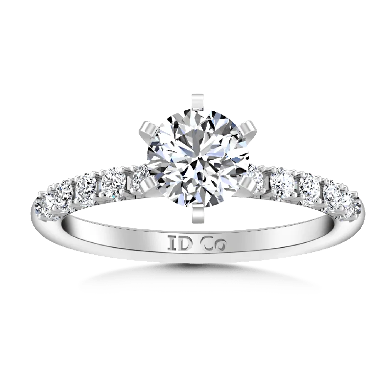 Interlocking Band Women's Rings in White Gold for a Modern DesignRound Diamond Pave Engagement Ring Grace 14K White Gold Interlocking Band Women's Rings in White Gold for a Modern DesignRound Diamond Pave Engagement Ring Grace 14K White Gold