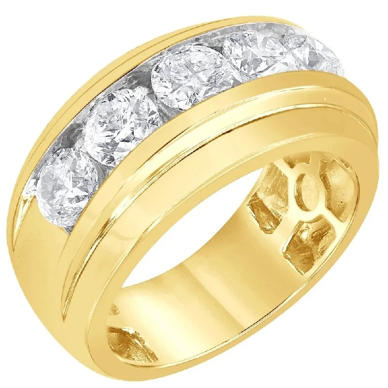 Vintage - Style Women's Diamond Rings with Floral - Engraved Bands and Multiple Diamond Accents4Ct Diamond Men's Six Stone Anniversary Wedding Ring in 10k Yellow Gold Vintage - Style Women's Diamond Rings with Floral - Engraved Bands and Multiple Diamond Accents4Ct Diamond Men's Six Stone Anniversary Wedding Ring in 10k Yellow Gold