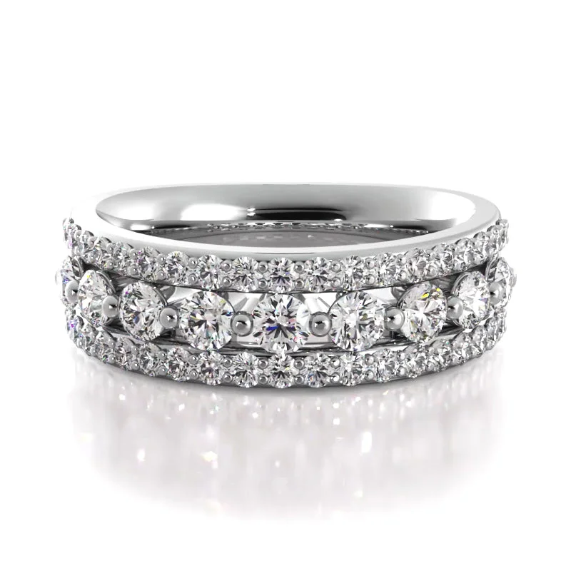 Sterling silver anniversary rings featuring heart - shaped cutouts1.03 ct. Round Diamond Wedding Band Sterling silver anniversary rings featuring heart - shaped cutouts1.03 ct. Round Diamond Wedding Band