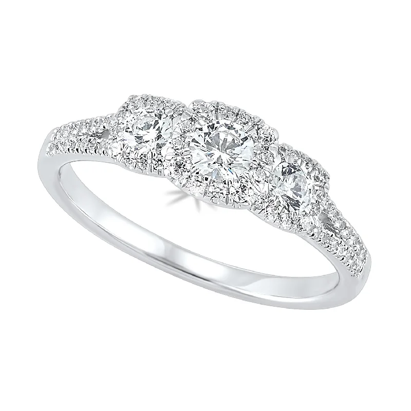 Men's Diamond Engagement Rings with Platinum Band and Halo Setting for a Luxury Proposal14k White Gold 5/8ctw Three Stone Diamond Ring Men's Diamond Engagement Rings with Platinum Band and Halo Setting for a Luxury Proposal14k White Gold 5/8ctw Three Stone Diamond Ring